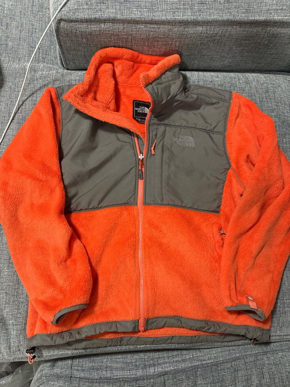 The North Face Women’s Orange and Gray Fleece Jacket